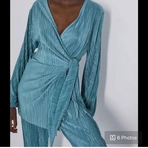 Zara Pleated Wrap Top